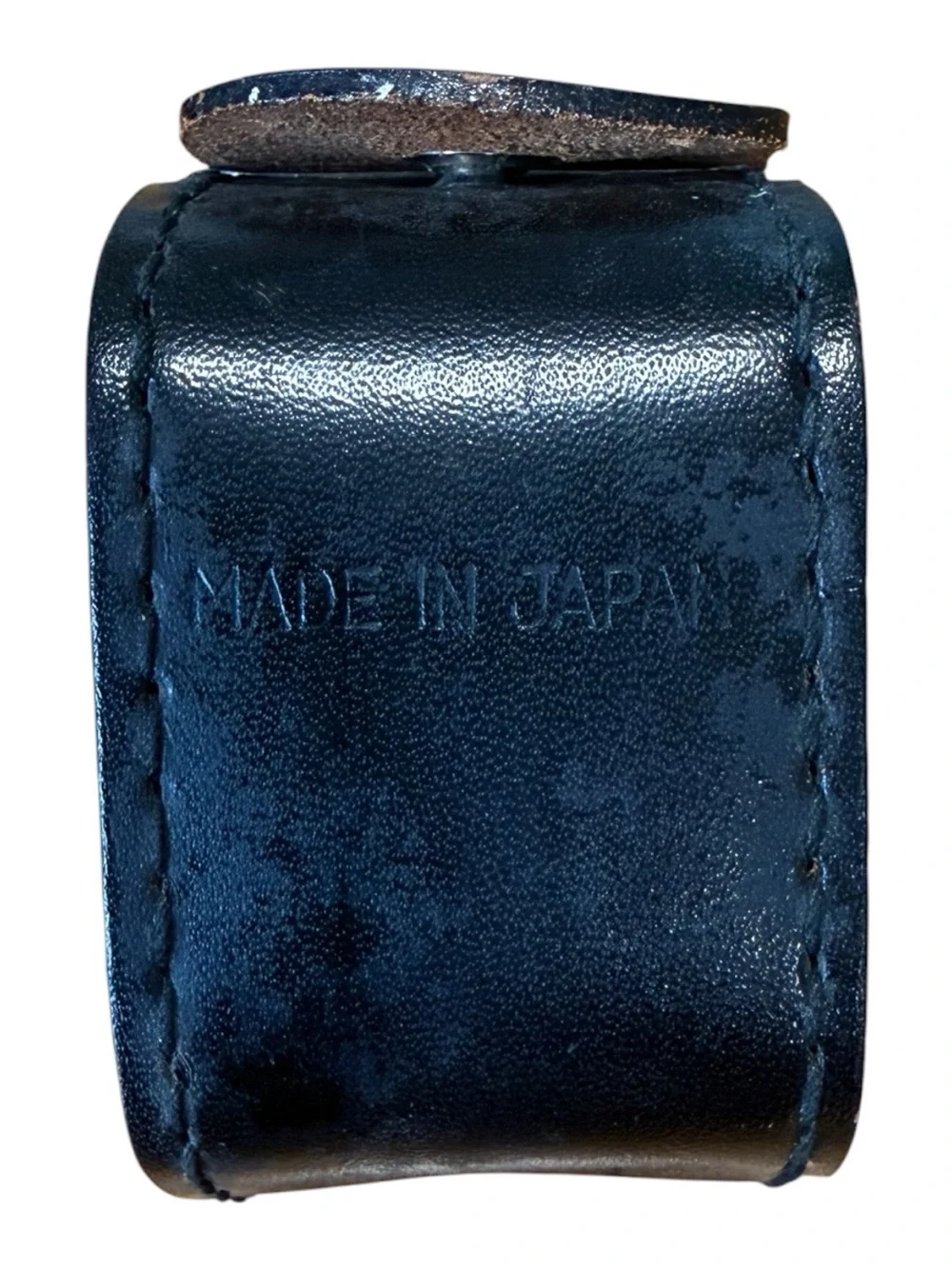 Leather reel case. Topcon. Leather film reel case. Japanese.